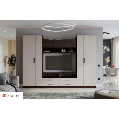 Гостиная Палермо-9 (Файнлайн мокка/Сатин)  фабрика Астрид-мебель Гостиная Палермо-9 (Файнлайн мокка/Сатин)  фабрика Астрид-мебель