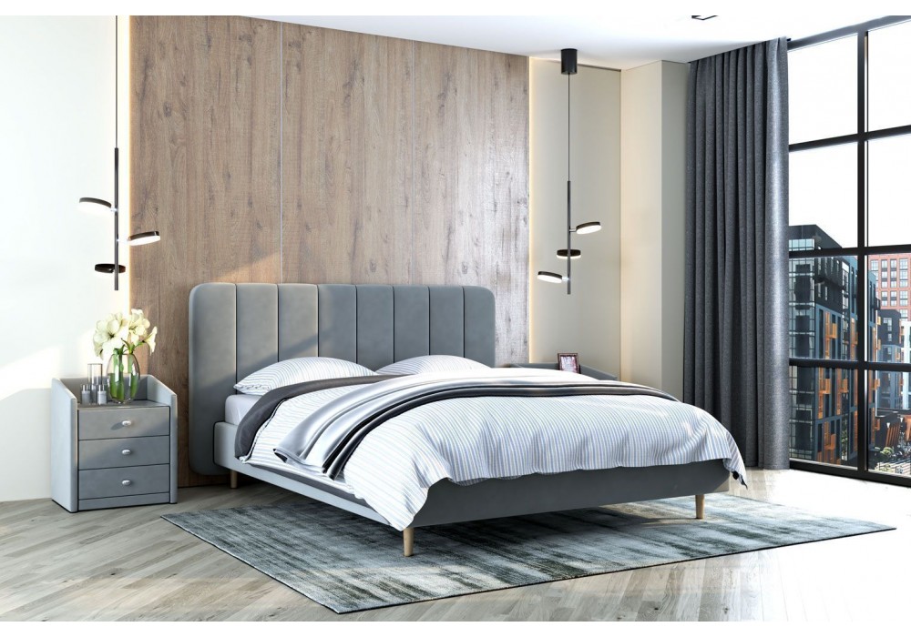 Кровать "Рино"  (Светло-серый) с подъёмным механизмом  фабрика БравоМебель в Минске Кровать "Рино"  (Светло-серый) с подъёмным механизмом  фабрика БравоМебель