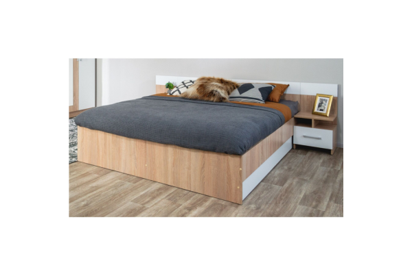 Кровать Алена 160 с основанием (Дуб Сонома/Белый) фабрика Империал