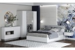 Кровать двуспальная 160 Quartz QZ-К160  (Белый платинум/Бетон)  фабрика Интерлиния в Минске Кровать двуспальная 160 Quartz QZ-К160  (Белый платинум/Бетон)  фабрика Интерлиния