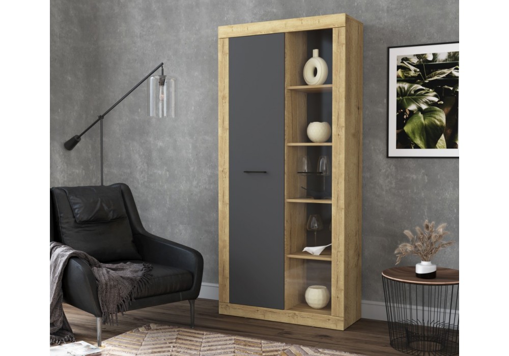 Шкаф с витриной LOFT  LT-ШВ1 (Дуб золотой/Антрацит)  фабрика Интерлиния в Минске Шкаф с витриной LOFT  LT-ШВ1 (Дуб золотой/Антрацит)  фабрика Интерлиния