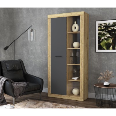 Шкаф с витриной LOFT  LT-ШВ1 (Дуб золотой/Антрацит)  фабрика Интерлиния  