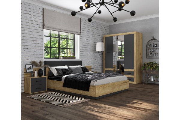 Модульная спальня Loft  (Дуб золотой/Антрацит) фабрика Интерлиния