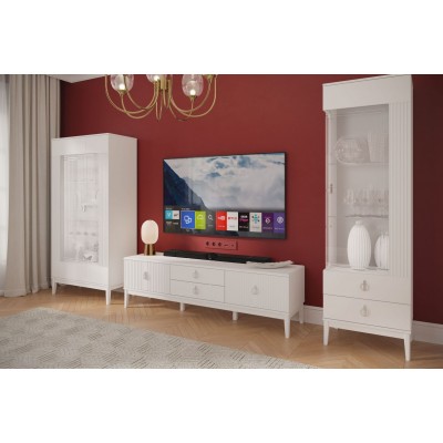 Модульная гостиная Фарго (Белый снег/Лак Белый)   фабрика Браво мебель