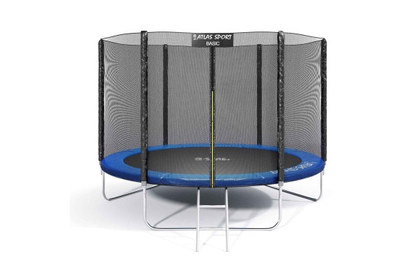 Батут Atlas Sport 312 см - 10ft BASIC (3 ноги) с внешней сеткой и лестницей BLUE