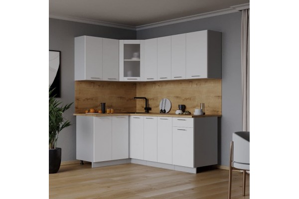 Кухонный гарнитур Мила 1,2х1,9 м (Белый Платинум/Белый Платинум) фабрика Интерлиния