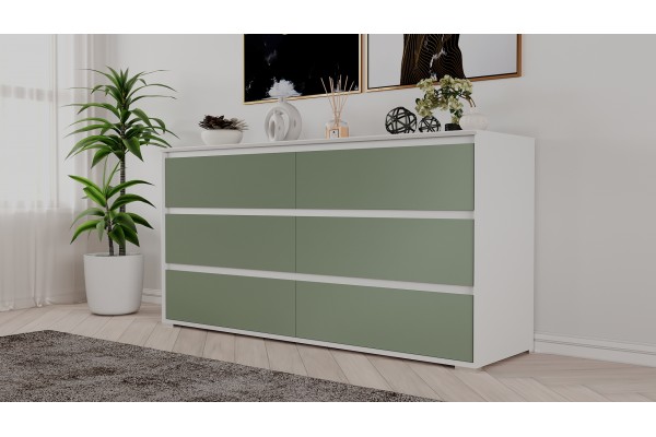 Комод Aleksa RG-06  (Белый премиум/Зеленый самшит)  фабрика Рэйгрупп
