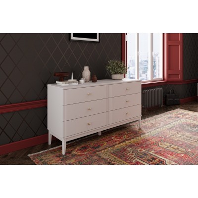 Комод 6 ящиков Джали (Персидский жемчуг / Лак Льняной) фабрика Браво Мебель