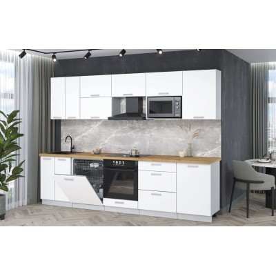 Кухонный гарнитур Мила Лайт 2,9-ПМ2 (Белый Платинум/Белый Платинум/Дуб бунратти) фабрика Интерлиния Кухонный гарнитур Мила Лайт 2,9-ПМ2 (Белый Платинум/Белый Платинум/Дуб бунратти) фабрика Интерлиния