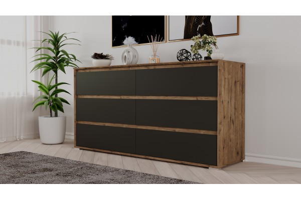 Комод Aleksa RG-06  (Дуб веллингтон/Кобальт)  фабрика Рэйгрупп