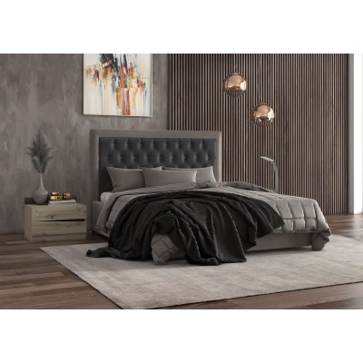 Кровать Мартина с металлокаркасом (бежевый/холодный серый с пуговицами) 160х200  фабрика БравоМебель