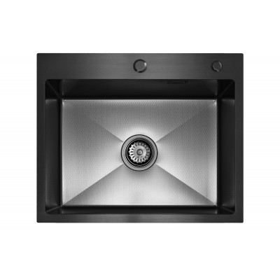 Кухонная мойка из нержавейки BLANTEK LS-5848HN Honeycomb Nano black (+ 500B40B)