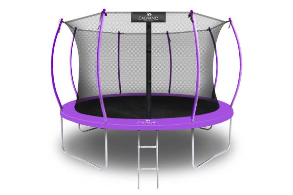 Батут пружинный с защитной сеткой Calviano 374 см - 12ft INSIDE master purple