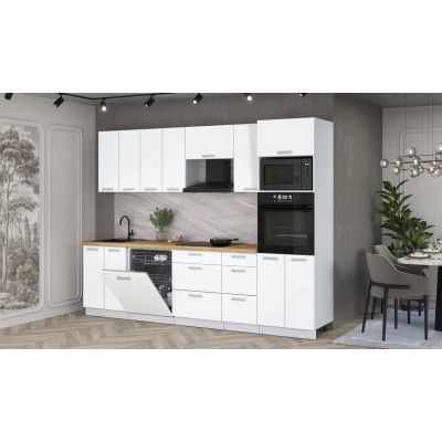 Кухонный гарнитур Мила Лайт 2,8-ПМ1 (Белый Платинум/Белый Платинум/Дуб бунратти) фабрика Интерлиния Кухонный гарнитур Мила Лайт 2,8-ПМ1 (Белый Платинум/Белый Платинум/Дуб бунратти) фабрика Интерлиния