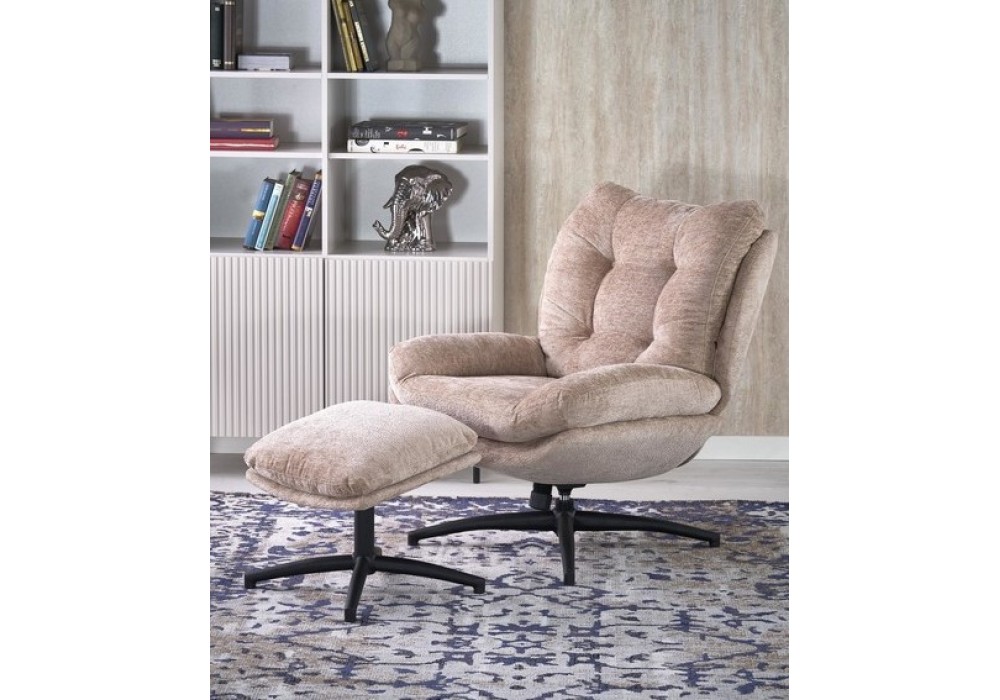 Комплект HALMAR PESTO (кресло+подставка для ног) бежевый в Минске Комплект HALMAR PESTO (кресло+подставка для ног) бежевый