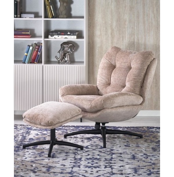 Комплект HALMAR PESTO (кресло+подставка для ног) бежевый