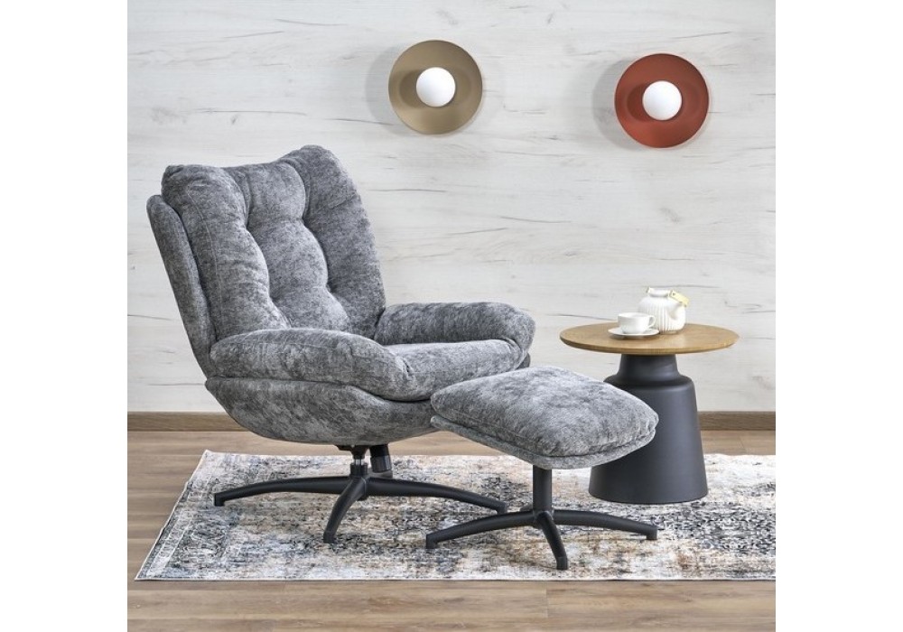 Комплект HALMAR PESTO (кресло+подставка для ног) серый в Минске Комплект HALMAR PESTO (кресло+подставка для ног) серый