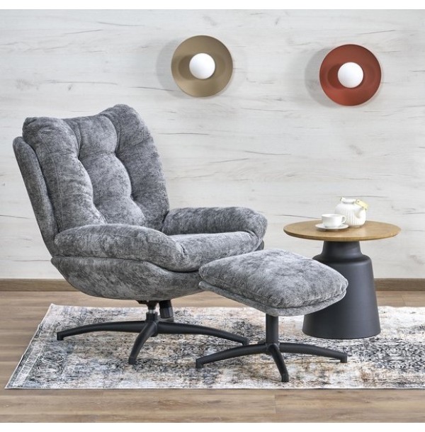 Комплект HALMAR PESTO (кресло+подставка для ног) серый