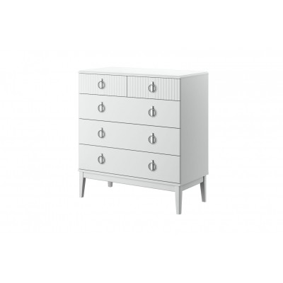 Комод  Фарго 5 ящ.(890) Белый снег/Лак Белый фабрика Браво Мебель