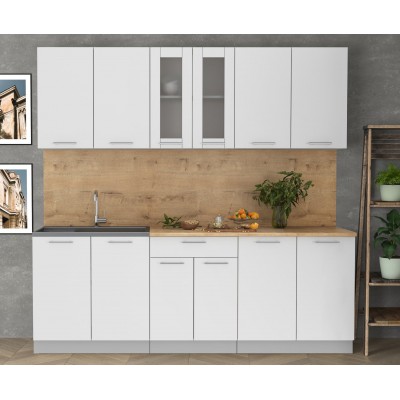 Кухонный гарнитур Мила 2,2м (Белый Платинум/Белый Платинум) фабрика Интерлиния Кухонный гарнитур Мила 2,2м (Белый Платинум/Белый Платинум) фабрика Интерлиния