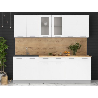 Кухонный гарнитур Мила 2,4 м (Белый Платинум/Белый Платинум) фабрика Интерлиния Кухонный гарнитур Мила 2,4 м (Белый Платинум/Белый Платинум) фабрика Интерлиния