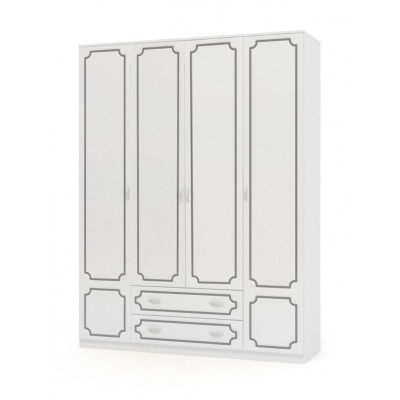 Шкаф ШР-4 без зеркал  (Лак белый жемчуг)  фабрика  Браво мебель