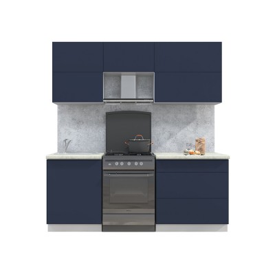 Готовая кухня Матте Soft-touch 2,0Б (Индиго/ Индиго) фабрика Интерлиния Готовая кухня Матте Soft-touch 2,0Б (Индиго/ Индиго) фабрика Интерлиния