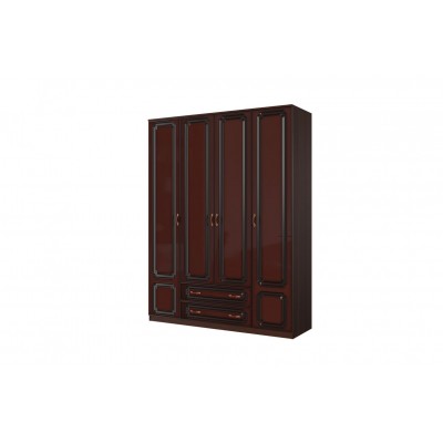 Шкаф ШР-4  без зеркал "Лакированный орех" (Орех шоколадный/ Орех темный) фабрика  Бравомебель