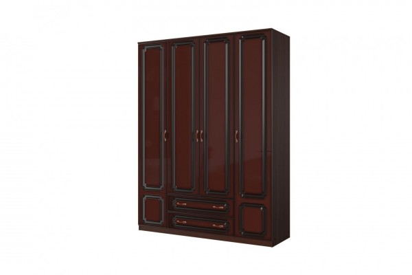 Шкаф ШР-4  без зеркал "Лакированный орех" (Орех шоколадный/ Орех темный) фабрика  Бравомебель