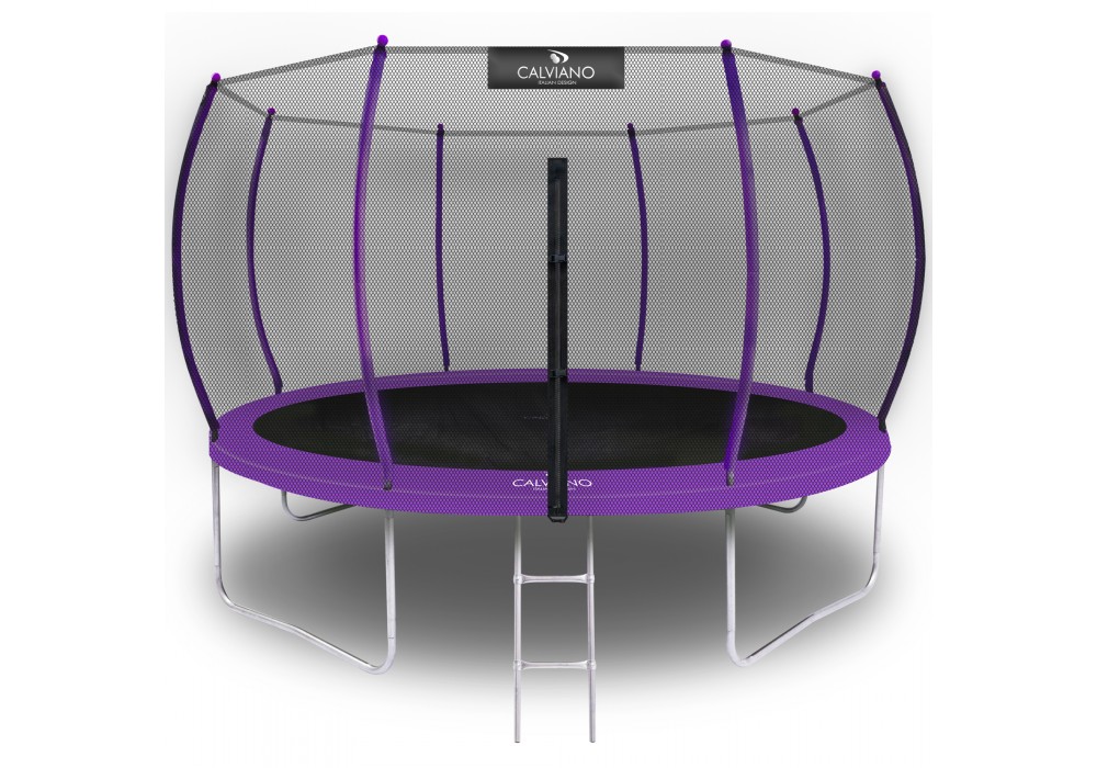 Батут пружинный с защитной сеткой Calviano 374 см - 12ft OUTSIDE master purple в Минске Батут пружинный с защитной сеткой Calviano 374 см - 12ft OUTSIDE master purple