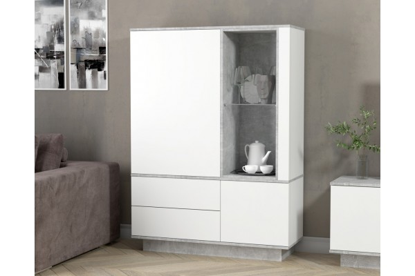 Шкаф комбинированный Quartz QZ-ШК2 (Белый платинум / Бетон)  фабрика Интерлиния