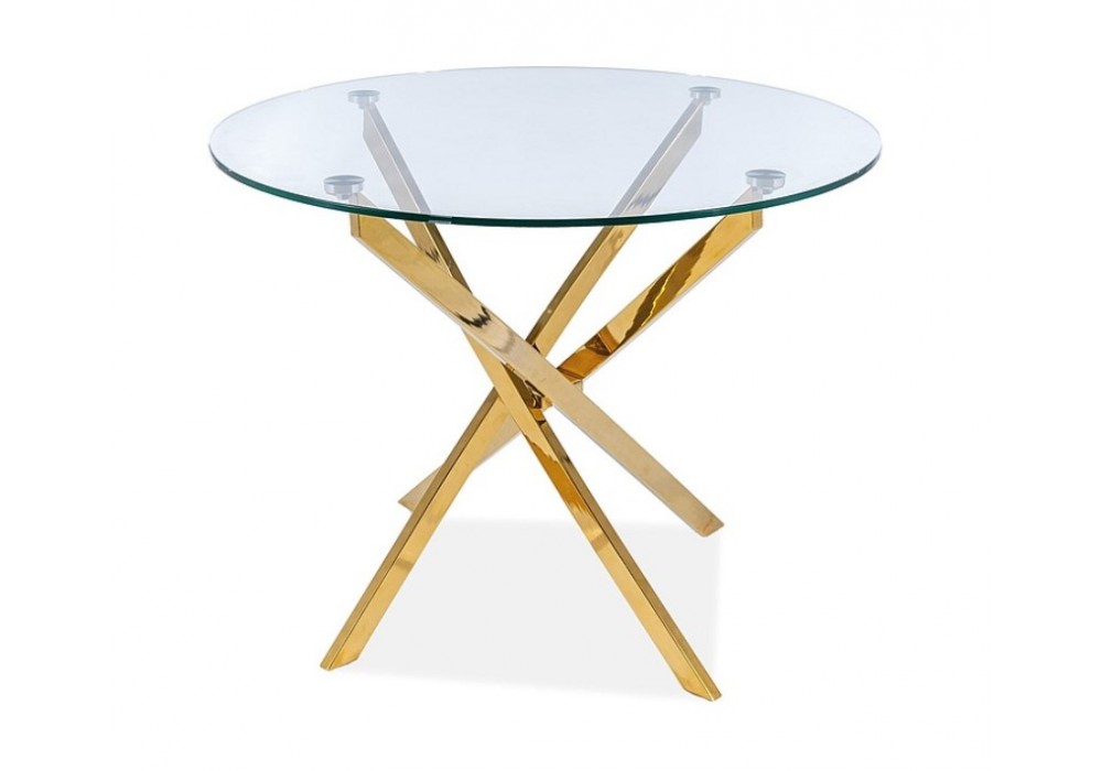 Стол обеденный SIGNAL AGIS прозрачный/золотой, d90 New в Минске Стол обеденный SIGNAL AGIS прозрачный/золотой, d90 New
