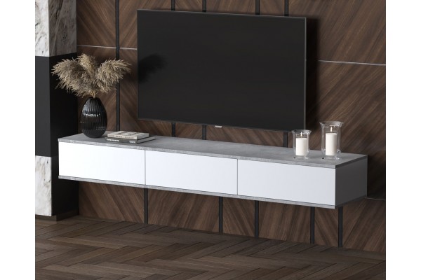 Тумба подвесная (ТВ) Quartz QZ-Т3Ш (Белый платинум / Бетон)  фабрика Интерлиния  