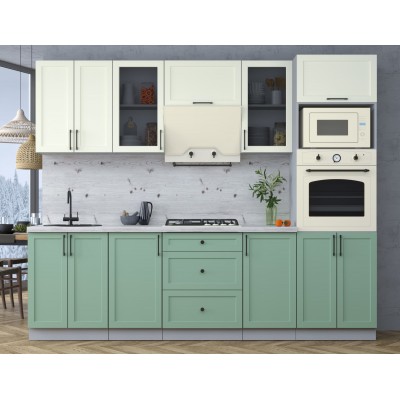Готовая кухня Тренд Soft-touch 2,6В (Белый/Мята) фабрика Интерлиния Готовая кухня Тренд Soft-touch 2,6В (Белый/Мята) фабрика Интерлиния