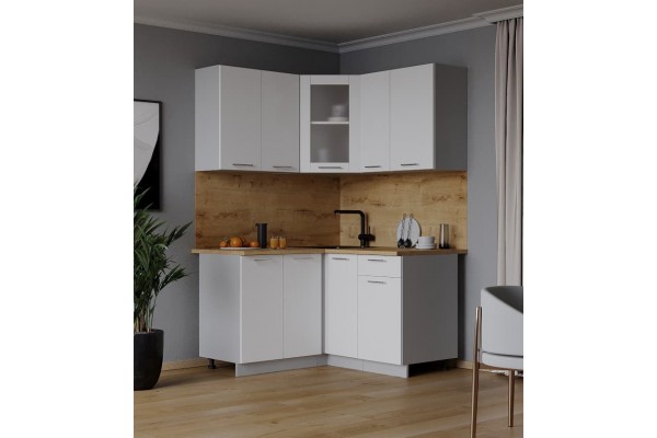 Кухонный гарнитур Мила 1,2х1,3 м (Белый Платинум/Белый Платинум) фабрика Интерлиния