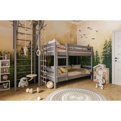Двухъярусная кровать Джуниор массив сосны  (антрацит)  фабрика БравоМебель Двухъярусная кровать Джуниор массив сосны  (антрацит)  фабрика БравоМебель