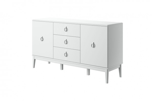 Комод  Фарго 2 дв., 3 ящ. (Белый снег/Лак Белый) фабрика Браво Мебель