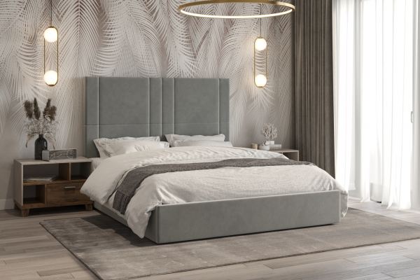 Кровать Клео с металлокаркасом (холодный серый) 160х200  фабрика БравоМебель