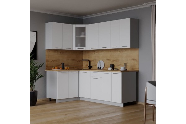 Кухонный гарнитур Мила 1,2х2,0 м (Белый Платинум/Белый Платинум) фабрика Интерлиния