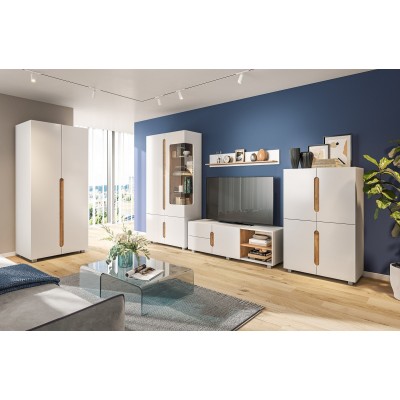 Гостиная Шанталь  КМК  (аляска/дуб наварра/белый глянец)  Гостиная Шанталь  КМК  (аляска/дуб наварра/белый глянец)