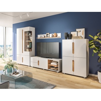 Гостиная Шанталь  КМК  (аляска/дуб наварра/белый глянец) вар-2 Гостиная Шанталь  КМК  (аляска/дуб наварра/белый глянец) вар-2