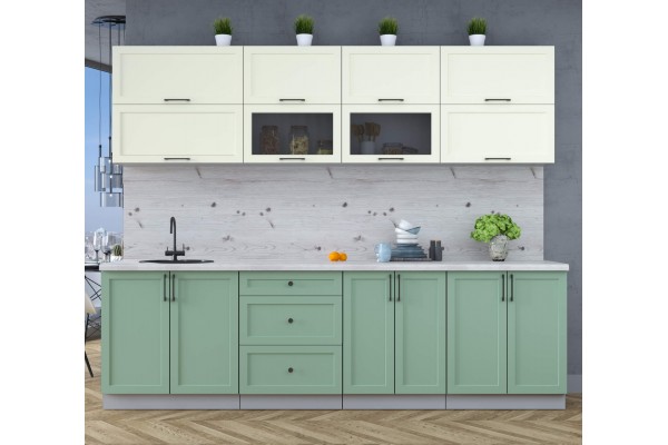 Готовая кухня Тренд Soft-touch 2,7Б (Белый/ Мята) фабрика Интерлиния