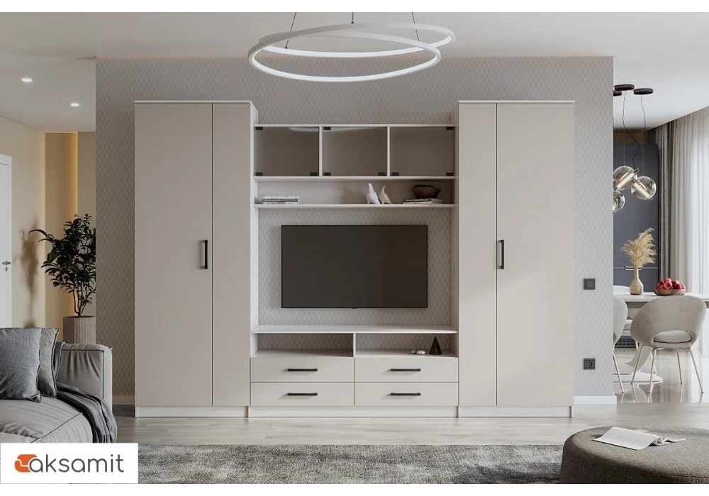 Гостиная Палермо-9 (Анкор белый/Сатин)  фабрика Астрид-мебель в Минске Гостиная Палермо-9 (Анкор белый/Сатин)  фабрика Астрид-мебель