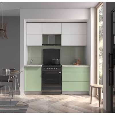 Готовая кухня Матте Soft-touch 1,9Б (Белый/ Мята) фабрика Интерлиния Готовая кухня Матте Soft-touch 1,9Б (Белый/ Мята) фабрика Интерлиния