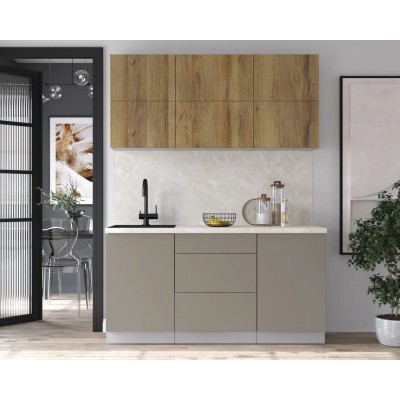 Готовая кухня Матте Soft-touch 1,6А (Дуб вотан/ Луна) фабрика Интерлиния Готовая кухня Матте Soft-touch 1,6А (Дуб вотан/ Луна) фабрика Интерлиния