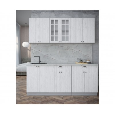 Готовая кухня Берес 1,9А (Дуб Полярный/ Дуб Полярный) фабрика Интерлиния Готовая кухня Берес 1,9А (Дуб Полярный/ Дуб Полярный) фабрика Интерлиния