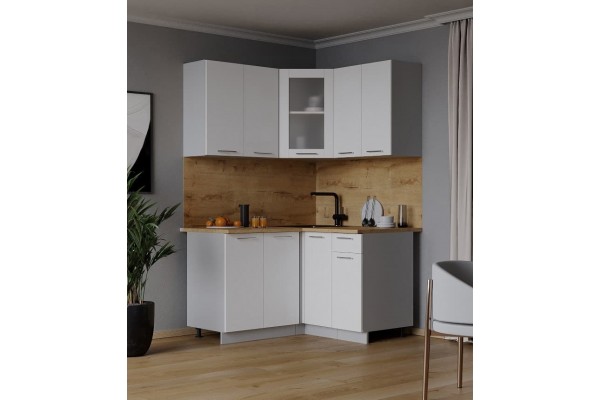 Кухонный гарнитур Мила 1,2х1,2 м (Белый Платинум/Белый Платинум) фабрика Интерлиния