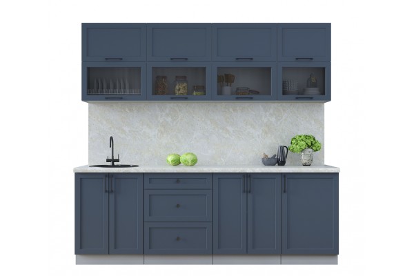 Готовая кухня Тренд Soft-touch 2,3Б (Индиго/ Индиго) фабрика Интерлиния