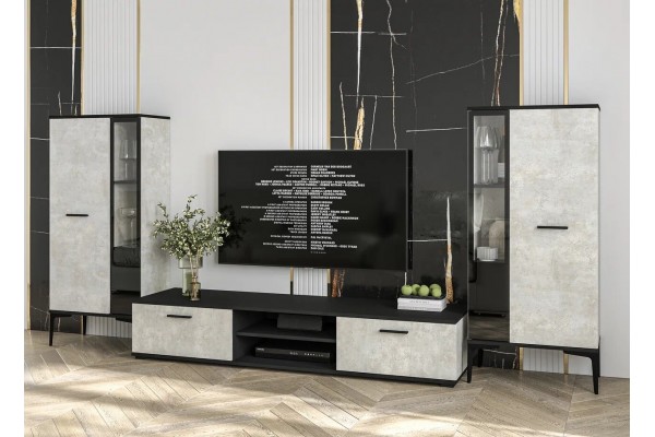 Гостиная Neo - 8  (Черный/Бетон лайт)  фабрика Интерлиния