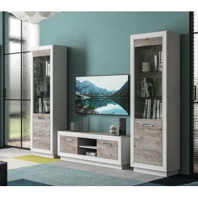 Гостиная Эстель  КМК  (Сосна натуральная / Дуб полярный) вар-2 Гостиная Эстель  КМК  (Сосна натуральная / Дуб полярный) вар-2